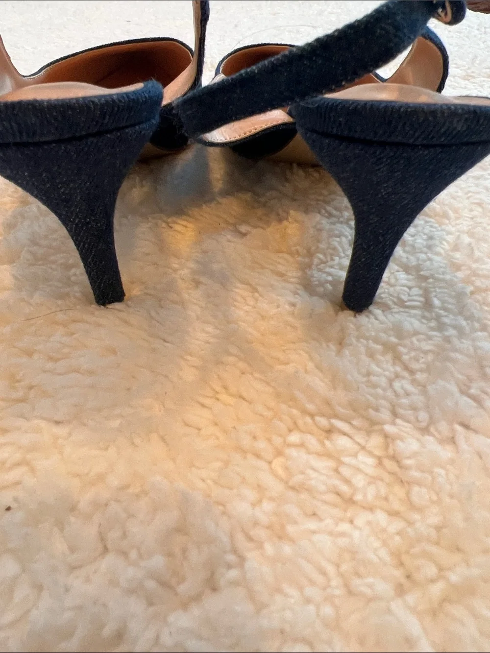Divanne Denim Navy Pointed-Toe Slingback Pumps Size 9 NWOT